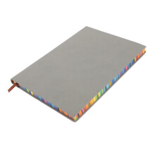 3Stk Notizbuch Grau Pu+papier A5 Mit Bunten Kanten Für Schule Und Büro