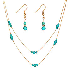 3Ud Collar Multicapa Dorado Con Pendientes Turquesa Para Decoración