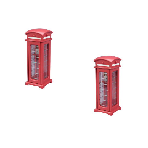 2Ud Estatua Mini Cabina De Madera Roja 2