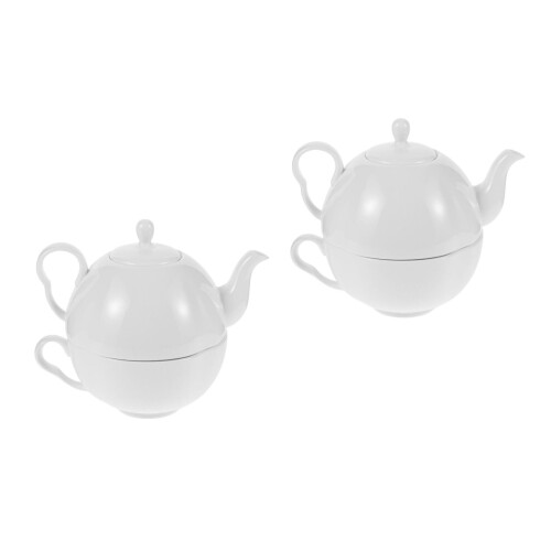 2Set Teiera E Tazza Vintage in Bone China Bianca Per Tè E A Casa 2