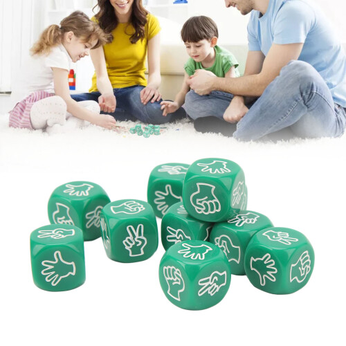 10Pcs Green Dice Set 6-Sided Waterproof for Board Game Activities
