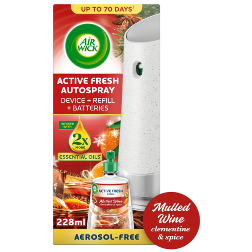 Air Wick Air Wick Active Fresh 24/7 Automatic Spray Diffuser Unit + Mulled Wine Refill 228ml