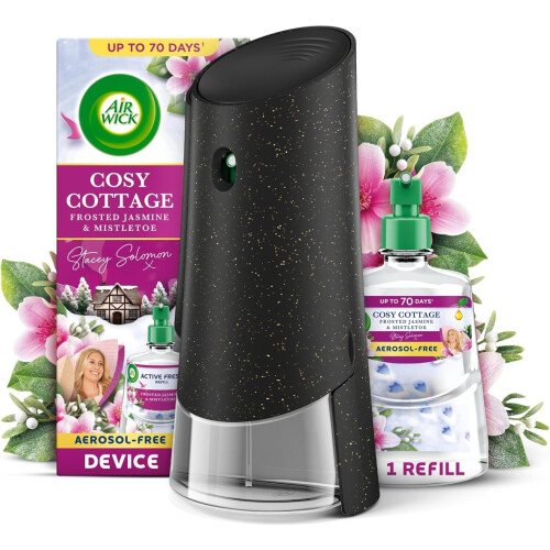 Air Wick Air Wick Active Fresh 24/7 Automatic Spray Diffuser Unit + Cosy Cottage (Frosted Jasmine & Mistletoe) Refill 228ml