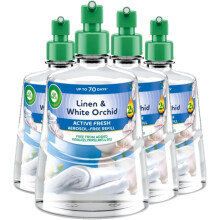 Air Wick Linen & White Orchid Aerosol-Free Automatic Spray Refill 228ml Pack of 4, Lasts up to 70 Days, Air Freshener