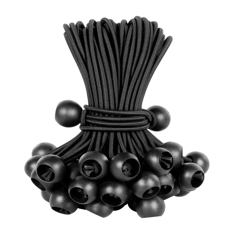 20-Pack Black Bungee Cords With Strong Latex Cores, Weather-Resistant Straps For Tarps, Tents & Outdoor Use 9301476389592