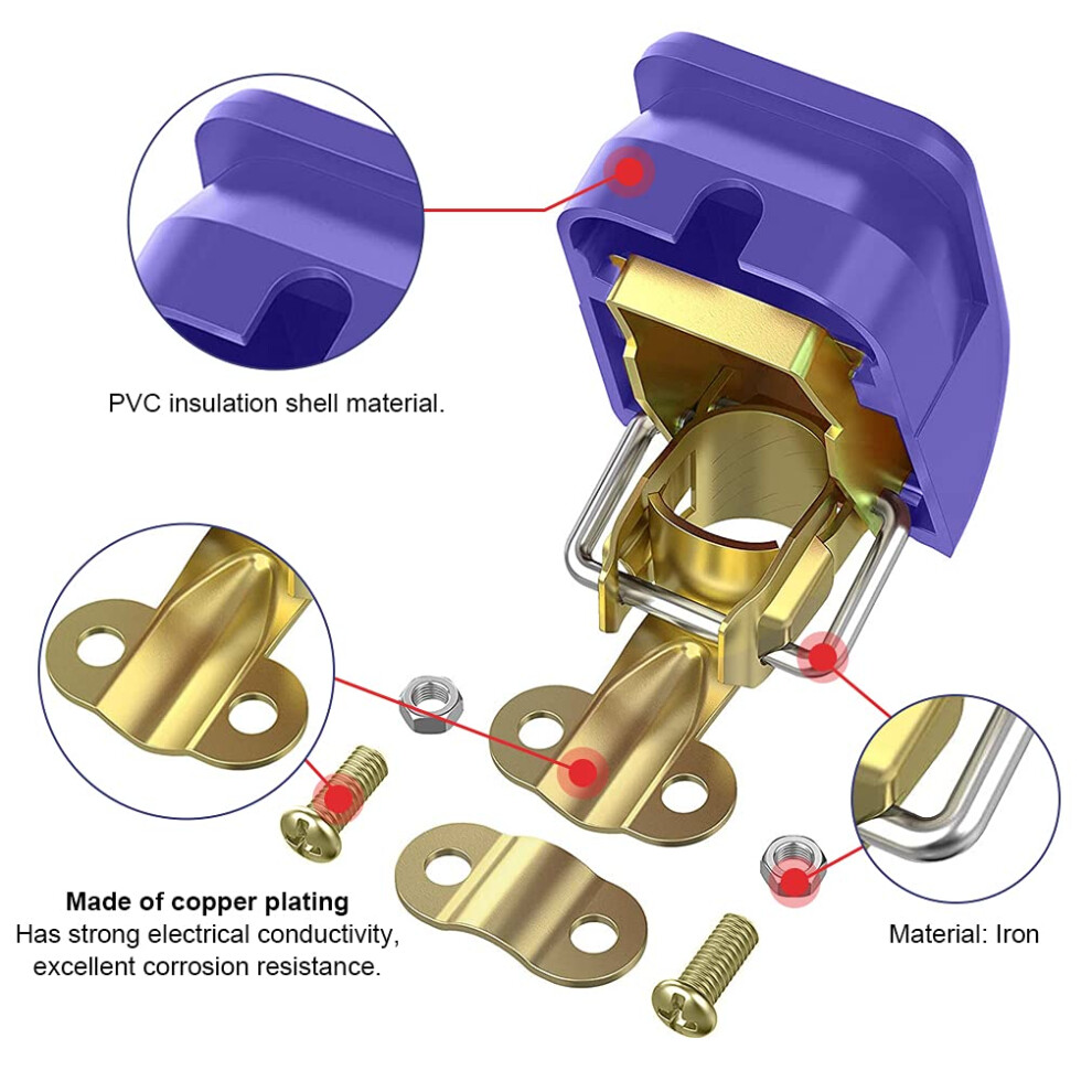 Battery Terminal Connector Clamps For Quick Release, Brass Copper-Zinc Plated Battery Quick Disconnect Terminals, Easy Distinguish For Car Red/Blue 9169997208408