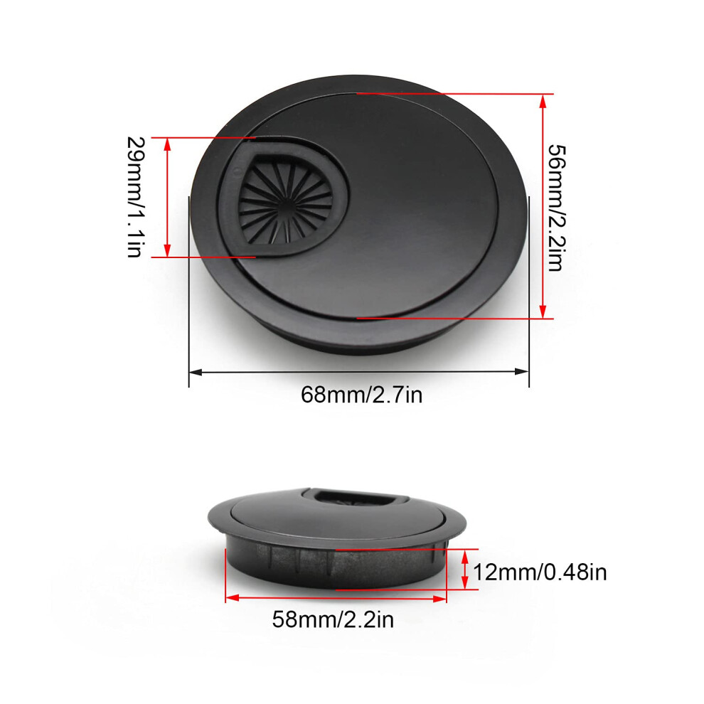 Metal Desk Grommets For Wire Management, Cable Cord Organizer With Zinc Alloy Cover Removable Cover Brush Open Design, Cable Hole Cover To Protect 9169997208378