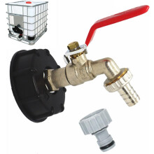 Niet-giftige, milieuvriendelijke IBC-tankadapter, snel te installeren, grove schroefdraad, tuinkraan voor 1/2" en 3/4" slangen - veiligheidsventiel
