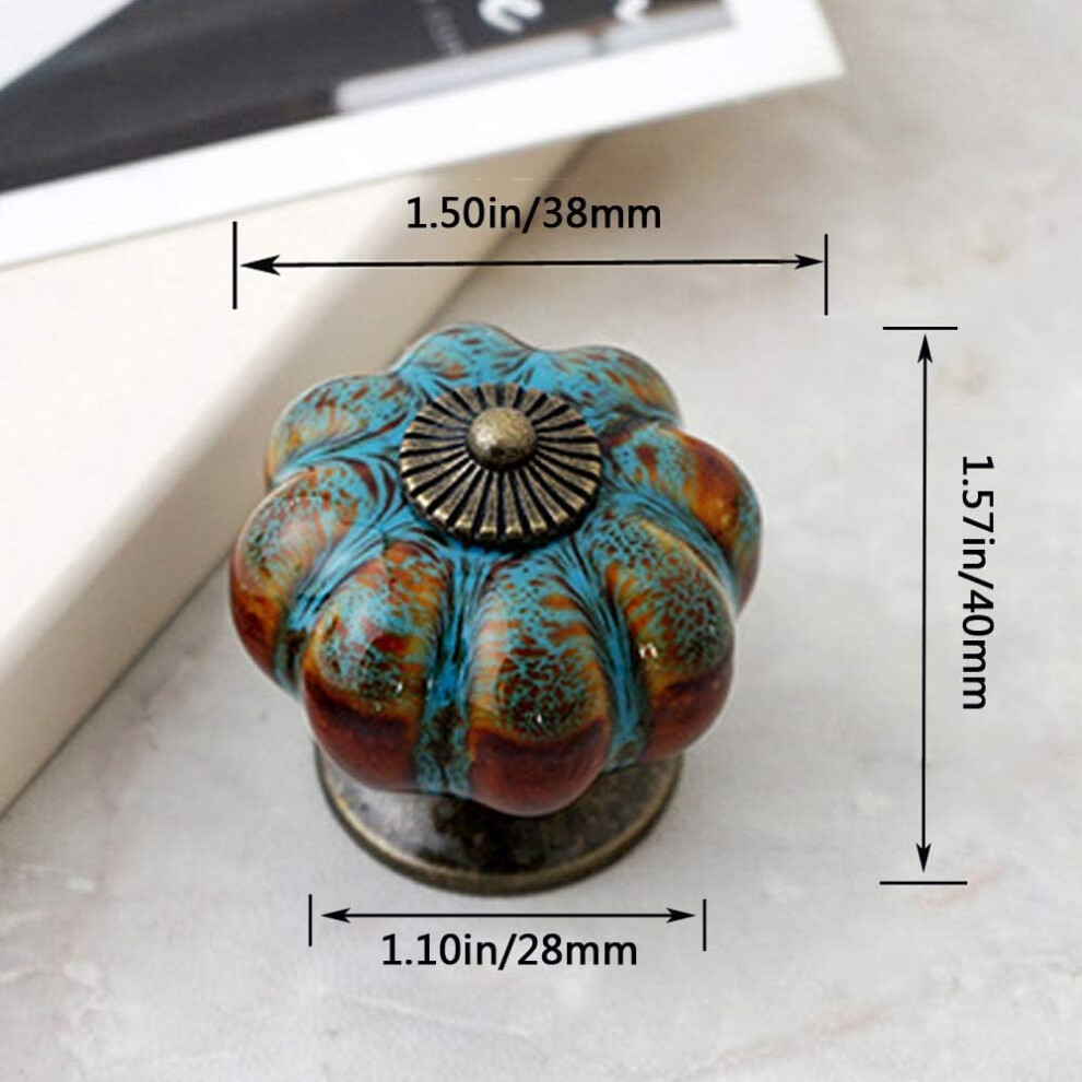 Cabinet Knob Artisan Craftsmanship, Vintage Pumpkin Design Ceramic Cabinet Knobs For Kitchen Furniture Hardware, Zinc Alloy Base Ensures Durability 9169997208224