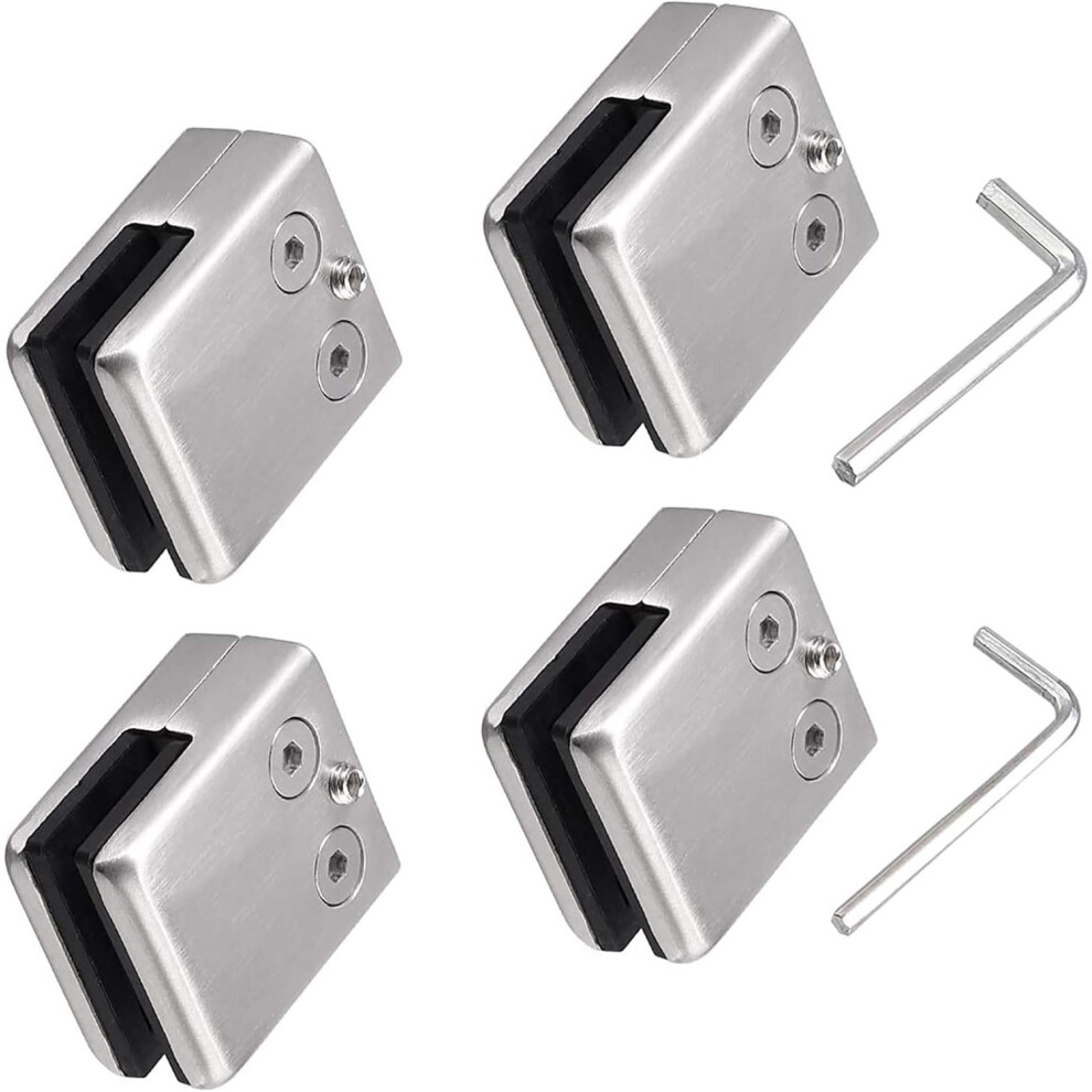 Glass Balustrade Post Clamp, 304 Stainless Steel, Easy To Install With Hex Wrench, For Glass Thickness 8Mm-10Mm (4 Pack, Satin Finish) 9173940359611