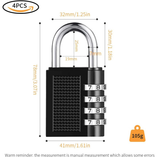 Solution de sécurité portable, cadenas à combinaison réinitialisable, facile à utiliser, polyvalent et d'une grande durabilité, idéal pour les 1