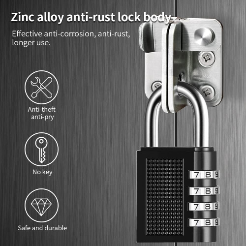 Solution de sécurité portable, cadenas à combinaison réinitialisable, facile à utiliser, polyvalent et d'une grande durabilité, idéal pour les 2