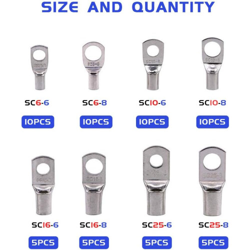 Επικασσιτερωμένα άνευ ραφής θαλάσσια Lugs, 60Pcs απαριθμημένη UL καλυμμένη κασσίτερος 2