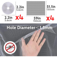 Tela mosquiteira autoadesiva para janelas, malha transparente para instalação universal, reduz a probabilidade de pequenos danos entrarem no