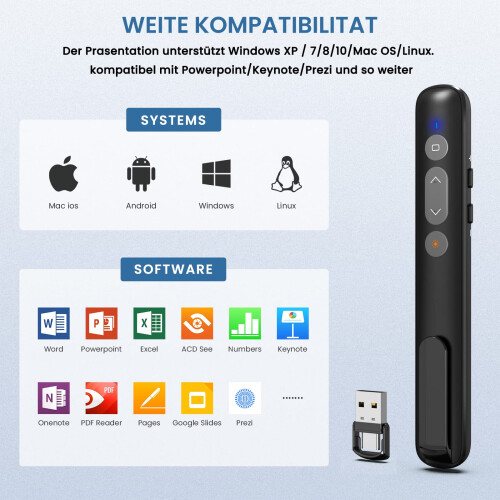 Seamless Presentation Clicker, Long Battery Life For Endless Presentations, Wide Compatibility Across Multiple Devices 2