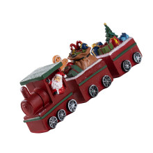 Train de Noël fait à la main avec cadeau du Père Noël en résine