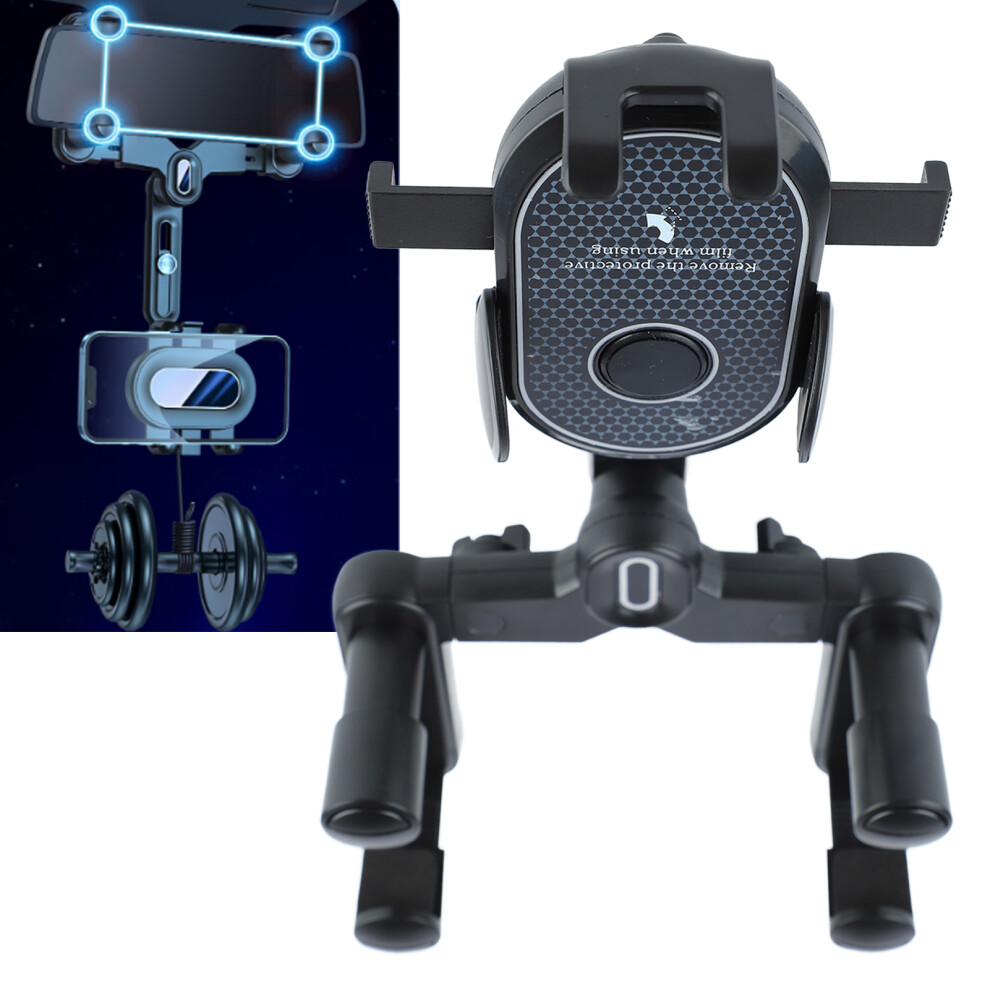 Car Rearview Mirror Phone Mount 360 Rotation Abs Pu Universal Fit 4401370634905