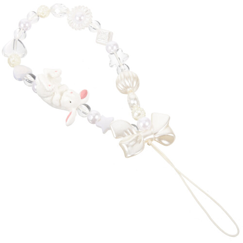 3Stk Handy Wrist Lanyard Acryl Perlen Beige Beaded Phone Strap 1