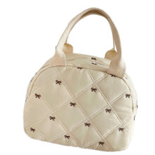 Handheld Makeup Bag Toiletry Bag Travel Cosmetic Bag-off  white