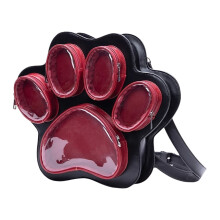 Japanese Cute Cats Foot Print Large Capacity-Black and red