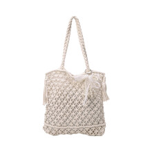Women Bag Woven Shoulder Bag Holiday Styles-Off white sash