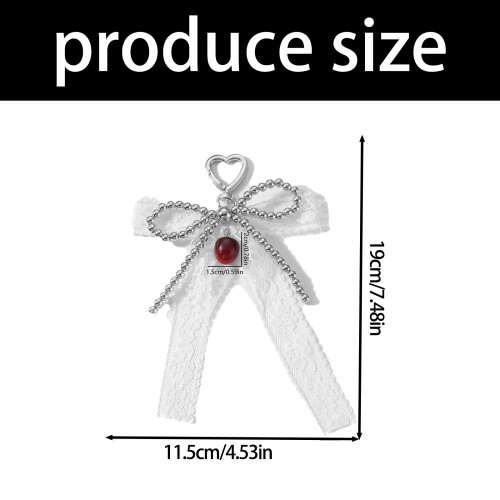 Retro Style Bows Keychain Decorative Metal- White  cherry 2