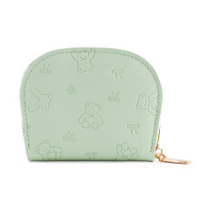 Portable PU Leather Wallet With Bear and Bows-Light Green