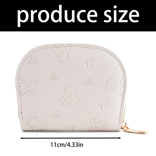 Portable PU Leather Wallet With Bear and Bows-Light Green 2