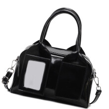 Lightweight Crossbody Bag PU Spacious Design Shoulder Bag-Black
