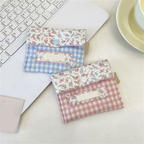 Flower Sanitary Holder Napkin Storage Organizer with-Blue Grid 1