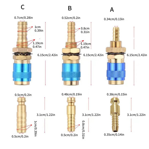 2Pcs M6/M 8/M10 Brass Quickly Connect Adapters-    B 2