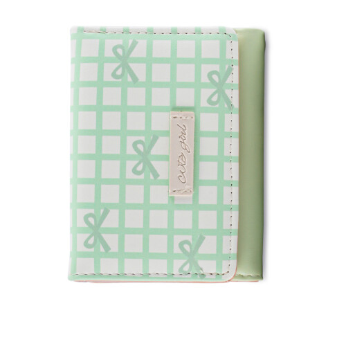 Modern Striped Card Holder Wallet Soft PU Leather-Light Green