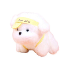 Portable Plush Dog Pendant Keyring Key Holder Animal-Yellow