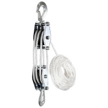 Block And Tackle Pulley System 3/4 Rope-White rope 3 rounds