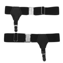 3St Sokkenhouders Garters Met Metalen Clips Verstelbaar Zwart