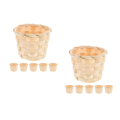 12St Bamboe Mand Beige Handgeweven Decoratieve Opberger 2