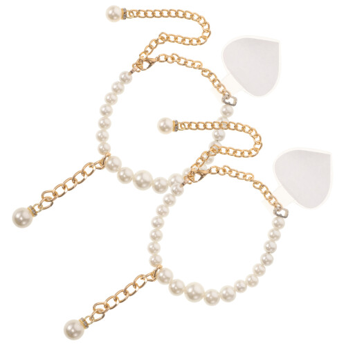 4Paren Paar Modieuze Beige Parel Schoenveters Antislip 1