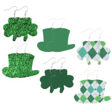 2Sets Grüne Lederohrringe Party Schmuck Leicht