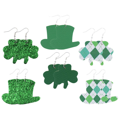 2Sets Grüne Lederohrringe Party Schmuck Leicht 1
