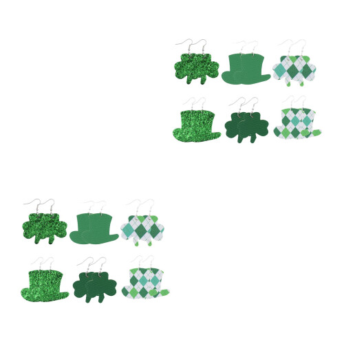 2Sets Grüne Lederohrringe Party Schmuck Leicht 2