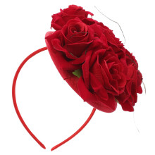 2Stk Rote Blüten Haarreifen Stoff Festliches Haaraccessoire