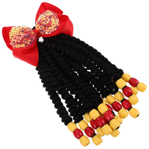 2Stk Rote Ponytail Extensions Mit Perlen Für , Weiches Material
