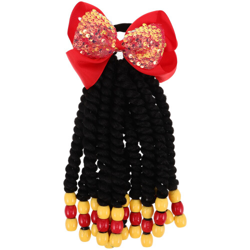 2Stk Rote Ponytail Extensions Mit Perlen Für , Weiches Material 1