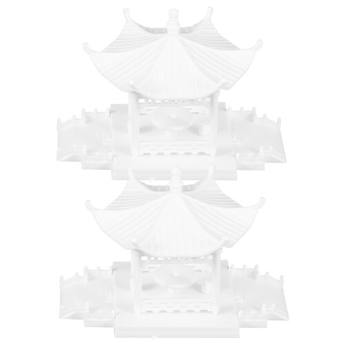 4Stk Mini Pavillon Statue Garten Ornament ABS Weiß 1