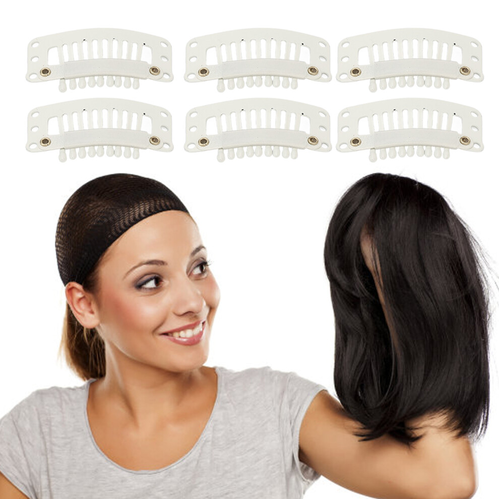 100pcs White Hair Clips 9 Teeth 32mm for Extensions and Wigs