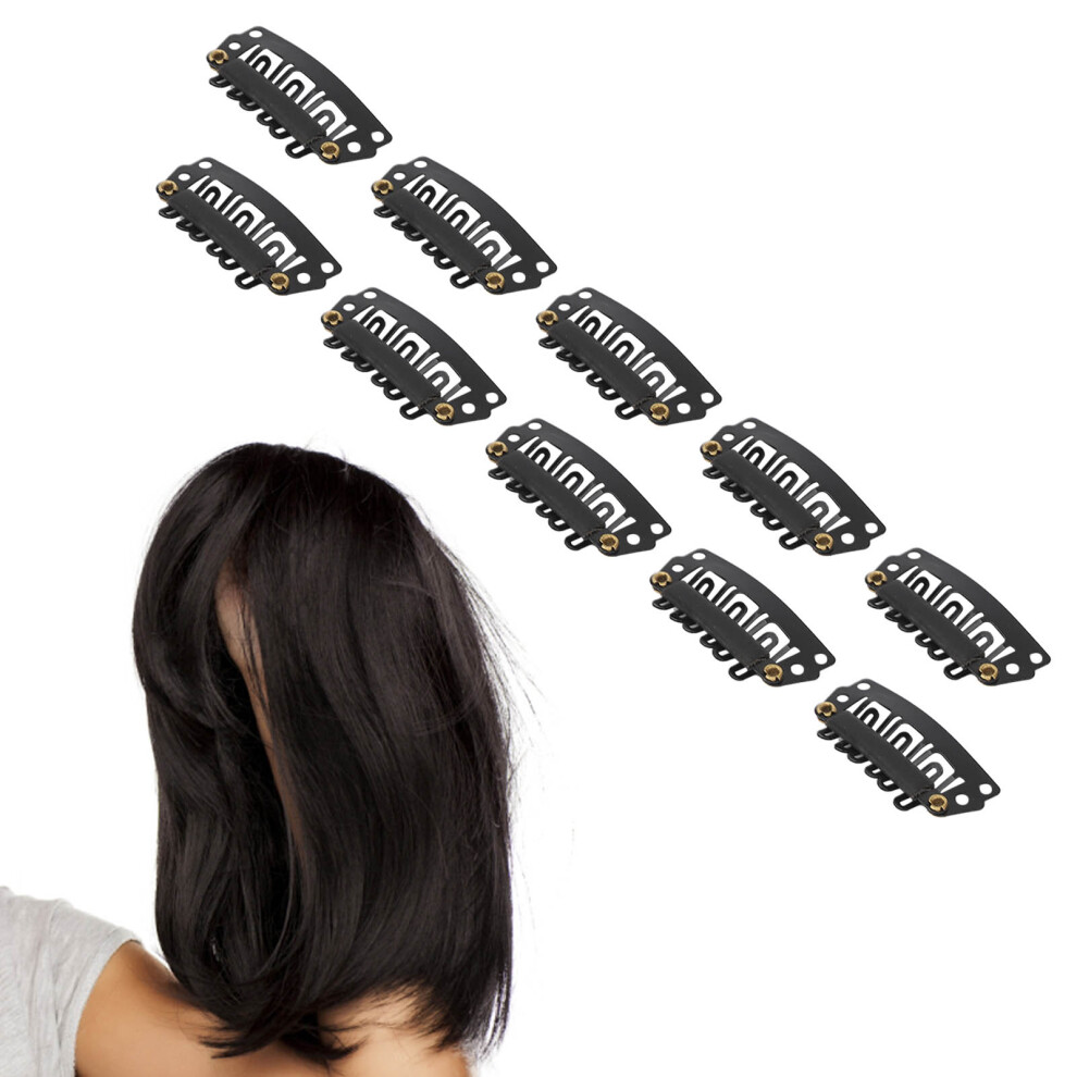 Unisex Black 100Pcs U-Shaped Hair Extension Snap Clips, 6 Teeth