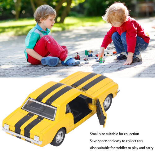 Retro Car Model 1/32 Scale Alloy Toy with Open Doors, Yellow 1