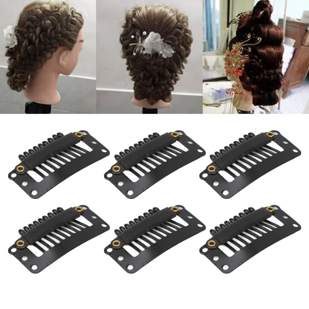 Multipurpose Hair Extension Clips 100pcs 9 Teeth Black 32mm U Shape Snap Clips