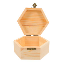 5Stk Unlackierte Holzbox Mit Deckel Hexagon Schmuckkästchen Hellgelb