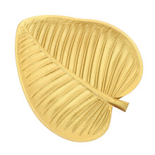 4Stk Goldenes Holztablett Blatt Schmuck- Und Snackhalter